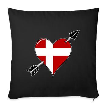 Denmark flag heart in love - Sofa pillowcase 17,3'' x 17,3'' (45 x 45 cm) - black - Front