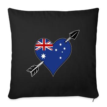 Drapeau australien coeur amoureux - Housse de coussin décorative 45 x 45 cm - noir - Devant