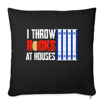 Je jette des pierres sur les maisons Curling Curler Sport de glace - Housse de coussin décorative 45 x 45 cm - noir - Devant