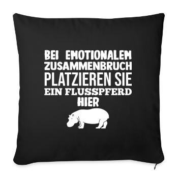 Nilpferd Flusspferd - Sofakissenbezug 45 x 45 cm - Schwarz - Vorne