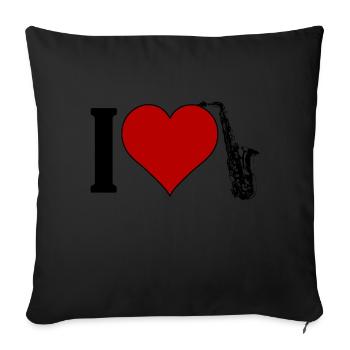 I ♥️ Saxophone | I Love Saxophone - Sofa pillowcase 17,3'' x 17,3'' (45 x 45 cm) - black - Front