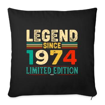 Légende Depuis 1974 Anniversaire 50 ans nés en 1974 - Housse de coussin décorative 45 x 45 cm - noir - Devant