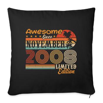Une légende est née en novembre 2008 - 2008 - Housse de coussin décorative 45 x 45 cm - noir - Devant