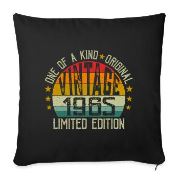 Vintage Né en 1965 Rétro Cadeau Anniversaire 1965 - Housse de coussin décorative 45 x 45 cm - noir - Devant