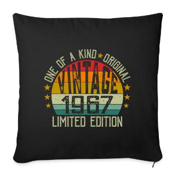Vintage Né en 1967 Rétro Cadeau Anniversaire 1967 - Housse de coussin décorative 45 x 45 cm - noir - Devant
