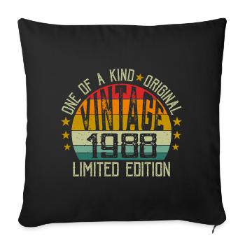 Vintage Né en 1988 Rétro Cadeau Anniversaire 1988 - Housse de coussin décorative 45 x 45 cm - noir - Devant