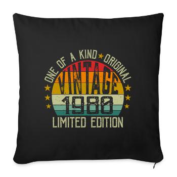 Vintage Né en 1980 Rétro Cadeau Anniversaire 1980 - Housse de coussin décorative 45 x 45 cm - noir - Devant