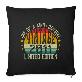 Vintage Born in 2011 Retro Birthday Gift 2011 - Sofa pillowcase 17,3'' x 17,3'' (45 x 45 cm) - black - Front
