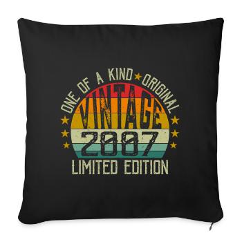 Vintage Né en 2007 Rétro Cadeau Anniversaire 2007 - Housse de coussin décorative 45 x 45 cm - noir - Devant