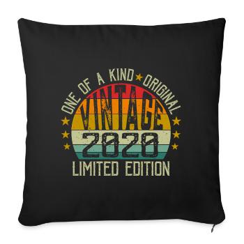 Vintage Né en 2020 Rétro Cadeau Anniversaire 2020 - Housse de coussin décorative 45 x 45 cm - noir - Devant