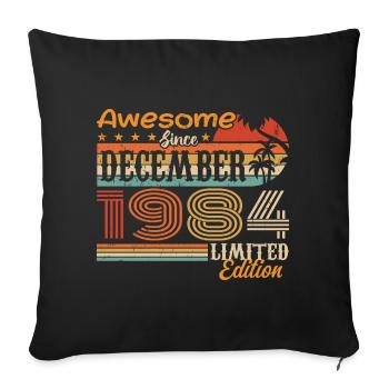 Rétro Vintage légendaire anniversaire décembre 1984 - Housse de coussin décorative 45 x 45 cm - noir - Devant