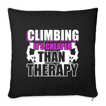 Climbing Climbing Is Cheaper Than Therapy - Sofa pillowcase 17,3'' x 17,3'' (45 x 45 cm) - black - Front