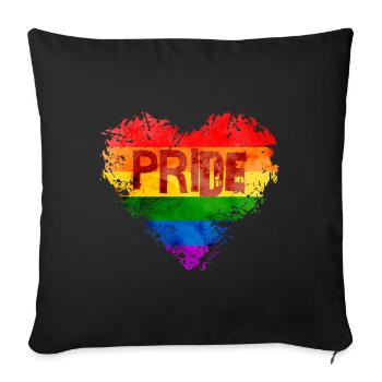 Arc-en-ciel Coeur Fierté LGBTQ Coloré Amour Gay - Housse de coussin décorative 45 x 45 cm - noir - Devant