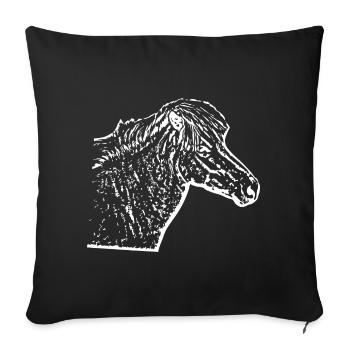 cheval blanc cheval blanc t-shirt cadeau cavalier - Housse de coussin décorative 45 x 45 cm - noir - Devant