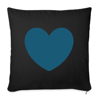 blaues Herz Valentinstag - Sofakissenbezug 45 x 45 cm - Schwarz - Vorne