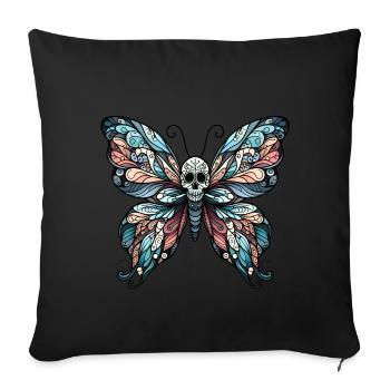 Papillon sombre avec crâne - Housse de coussin décorative 45 x 45 cm - noir - Devant