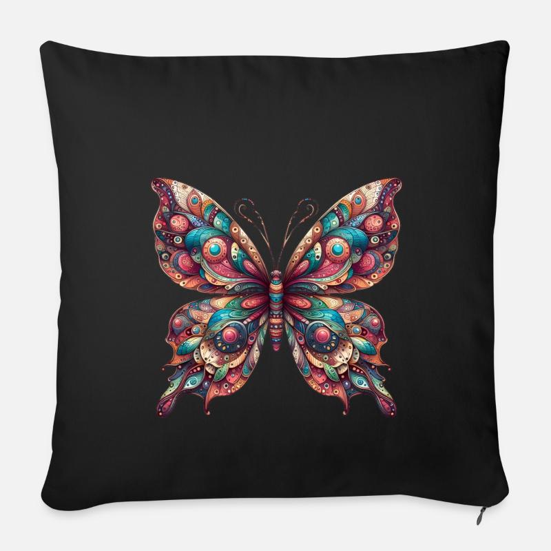 Scary butterfly with skull - Sofa pillowcase 17,3'' x 17,3'' (45 x 45 cm) - black