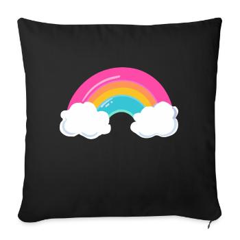 Mignon arc-en-ciel nuageux - Housse de coussin décorative 45 x 45 cm - noir - Devant