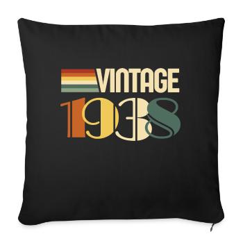 Vintage 1938 - 1938 Birthday Gift - Sofa pillowcase 17,3'' x 17,3'' (45 x 45 cm) - black - Front