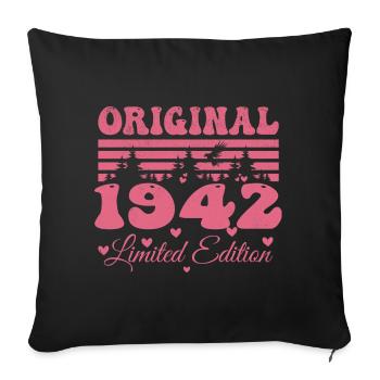 Cadeau 82e Anniversaire 1942 Femme | Né en 1942 - Housse de coussin décorative 45 x 45 cm - noir - Devant