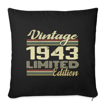 Anniversaire 81 Ans Millésime 1943 Cadeau 1943 - Housse de coussin décorative 45 x 45 cm - noir - Devant