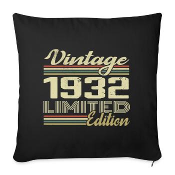 Birthday 92 Years Vintage 1932 Gift 1932 - Sofa pillowcase 17,3'' x 17,3'' (45 x 45 cm) - black - Front