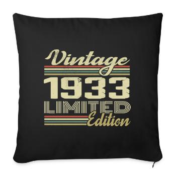 Birthday 91 Years Vintage 1933 Gift 1933 - Sofa pillowcase 17,3'' x 17,3'' (45 x 45 cm) - black - Front