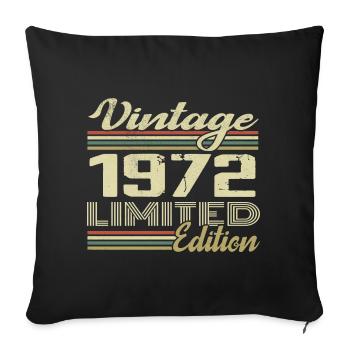 Anniversaire 52 Ans Millésime 1972 Cadeau 1972 - Housse de coussin décorative 45 x 45 cm - noir - Devant