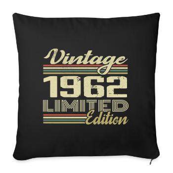 Anniversaire 62 Ans Millésime 1962 Cadeau 1962 - Housse de coussin décorative 45 x 45 cm - noir - Devant