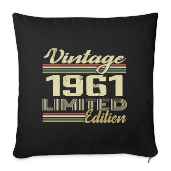 Anniversaire 63 Ans Millésime 1961 Cadeau 1961 - Housse de coussin décorative 45 x 45 cm - noir - Devant