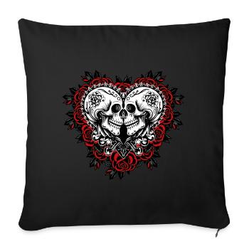 Gothic Skulls Roses Valentines Day - Sofa pillowcase 17,3'' x 17,3'' (45 x 45 cm) - black - Front