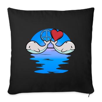Baby Whale Fish Marine Mammal Kids Peace - Sofa pillowcase 17,3'' x 17,3'' (45 x 45 cm) - black - Front