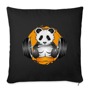 Bodybuilder Panda Bear With Barbell In Gym Patch - Sofa pillowcase 17,3'' x 17,3'' (45 x 45 cm) - black - Front