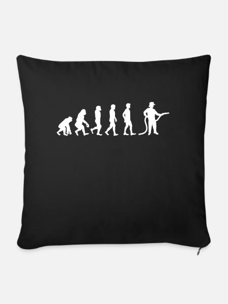 Evolution Feuerwehrmann weiß - Sofakissenbezug 45 x 45 cm - Schwarz