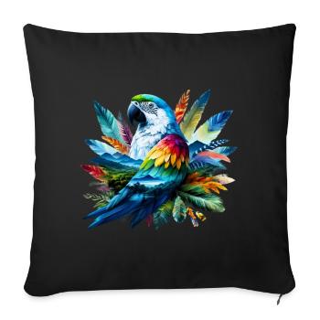 Perroquet - Housse de coussin décorative 45 x 45 cm - noir - Devant
