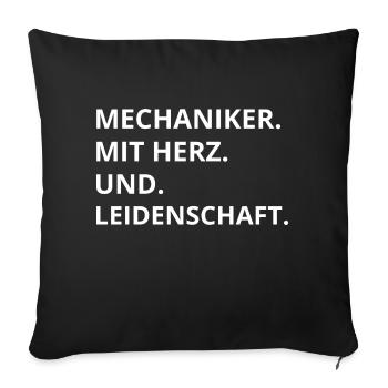 Mécanicien avec du cœur et de la passion - Housse de coussin décorative 45 x 45 cm - noir - Devant