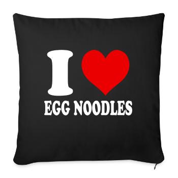 I Love Egg Noodles Heart Funny Witty - Sofa pillowcase 17,3'' x 17,3'' (45 x 45 cm) - black - Front