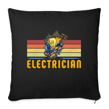 Electrician Electrician Lighting Technician Lamp - Sofa pillowcase 17,3'' x 17,3'' (45 x 45 cm) - black - Front