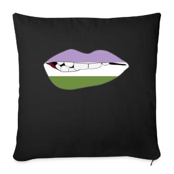 Biting Lips - Genderqueer - Sofa pillowcase 17,3'' x 17,3'' (45 x 45 cm) - black - Front