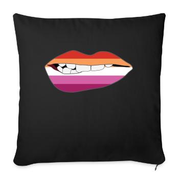Biting Lips - Lesbian Flag - Sofa pillowcase 17,3'' x 17,3'' (45 x 45 cm) - black - Front
