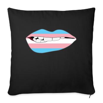 Biting Lips - Transgender Flag - Sofa pillowcase 17,3'' x 17,3'' (45 x 45 cm) - black - Front