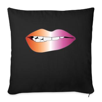 Biting Lips - Lesbian Pride - Gradient - Sofa pillowcase 17,3'' x 17,3'' (45 x 45 cm) - black - Front