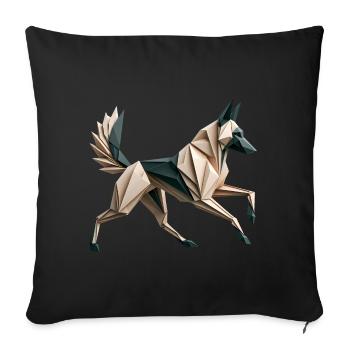 3D Geometric Origami Malinois Dog - Sofa pillowcase 17,3'' x 17,3'' (45 x 45 cm) - black - Front