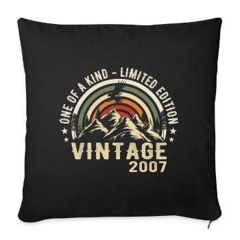 Né en 2007 Vintage 2007 Anniversaire Rétro 2007 - Housse de coussin décorative 45 x 45 cm - noir - Devant