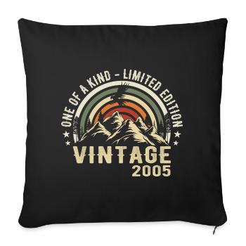 Né en 2005 Vintage 2005 Anniversaire Rétro 2005 - Housse de coussin décorative 45 x 45 cm - noir - Devant
