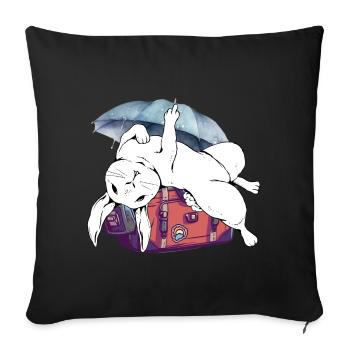 Bunny, Suitcase, Holiday Rodent, Travel Bunnies - Sofa pillowcase 17,3'' x 17,3'' (45 x 45 cm) - black - Front