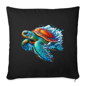 Turtle - Sofa pillowcase 17,3'' x 17,3'' (45 x 45 cm) - black - Front