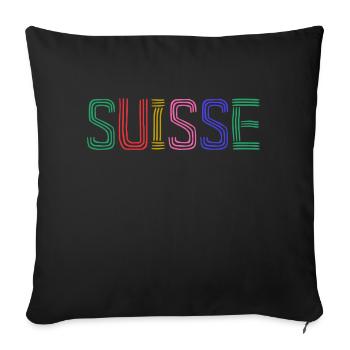 SUISSE. PAYS. GENEVE. HUMOUR. DRAPEAU. GENEVE - Housse de coussin décorative 45 x 45 cm - noir - Devant
