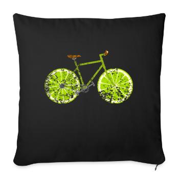Fahrrad Obst Frucht Retro Vintage Grunge - Sofakissenbezug 45 x 45 cm - Schwarz - Vorne