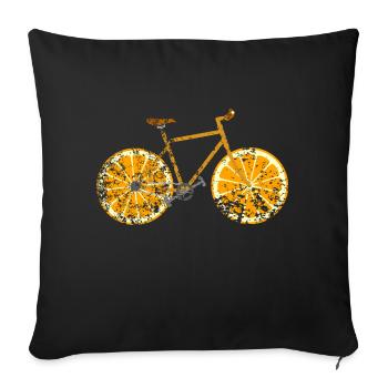Fahrrad Obst Frucht Retro Vintage Grunge - Sofakissenbezug 45 x 45 cm - Schwarz - Vorne